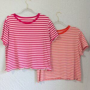 Pair Of Striped Free Assembly Crop T-Shirts | Size L